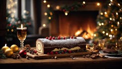 Bûche de Noël et vin U'wine, symboles festifs et gourmands. Découvrez les alliances parfaites pour clore en beauté vos réveillons familiaux !